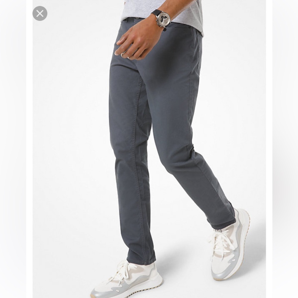 MICHAEL KORS MENS Parker Slim-Fit Stretch-Twill Pants blue size 36/32